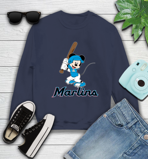 MLB Baseball Miami Marlins Cheerful Mickey Mouse Shirt Sweatshirt 3