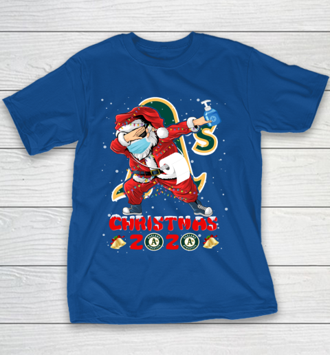 Oakland Athletics Funny Santa Claus Dabbing Christmas 2020 MLB Youth T-Shirt 6