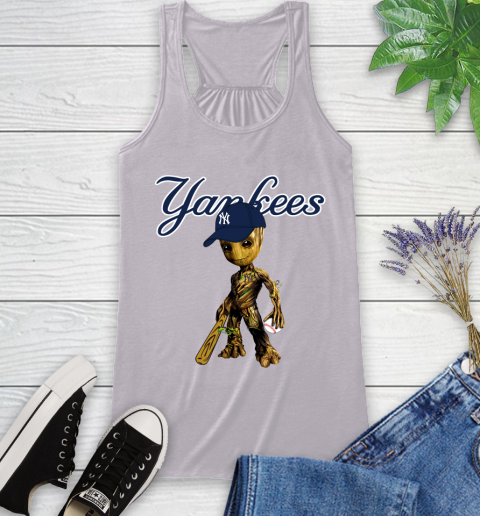 MLB New York Yankees Groot Guardians Of The Galaxy Baseball Racerback Tank 5