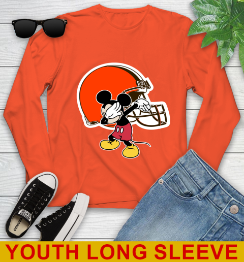 Cleveland Browns NFL Football Dabbing Mickey Disney Sports Youth Long Sleeve 4