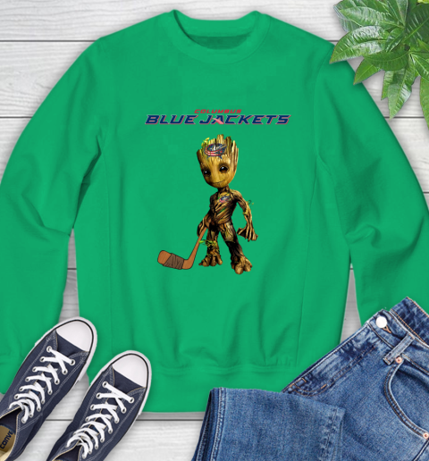Columbus Blue Jackets NHL Hockey Groot Marvel Guardians Of The Galaxy Sweatshirt 6