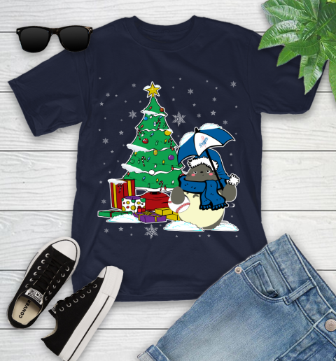 Los Angeles Dodgers MLB Baseball Cute Tonari No Totoro Christmas Sports Youth T-Shirt 2