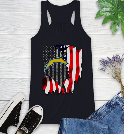 Los Angeles Chargers NFL Football American Flag Racerback Tank - Image 10