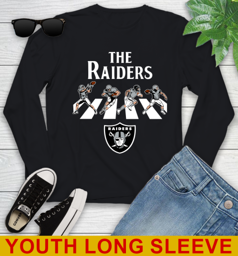 NFL Football Oakland Raiders The Beatles Rock Band Shirt Youth Long Sleeve