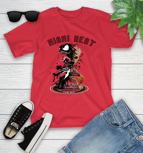 NBA Miami Heat Basketball Venom Groot Guardians Of The Galaxy Youth T-Shirt 10