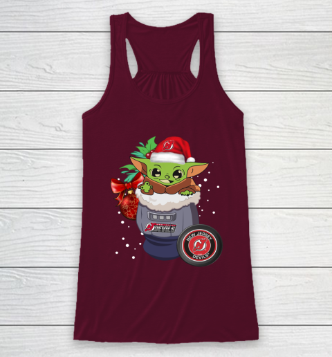 New Jersey Devils Christmas Baby Yoda Star Wars Funny Happy NHL Racerback Tank 3