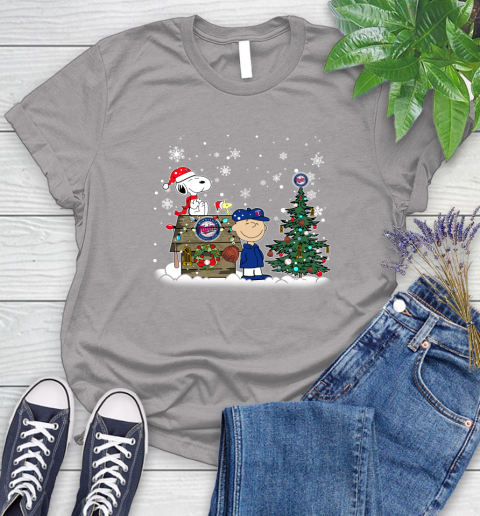 MLB Minnesota Twins Snoopy Charlie Brown Christmas Baseball Commissioner's Trophy Women's T-Shirt 5