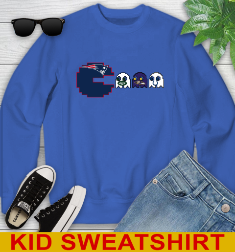 New England Patriots NFL Football Pac Man Champion Youth Sweatshirt 7
