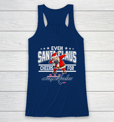 Washington Capitals Even Santa Claus Cheers For Christmas NHL Racerback Tank 6
