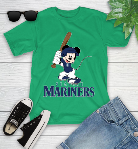 MLB Baseball Seattle Mariners Cheerful Mickey Mouse Shirt Youth T-Shirt 6