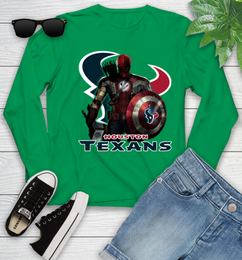 NFL Captain America Thor Spider Man Hawkeye Avengers Endgame Football Houston Texans Youth Long Sleeve 6