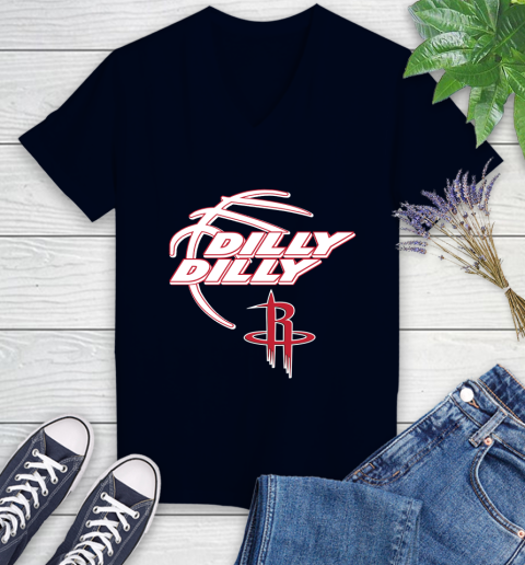 NBA Houston Rockets Dilly Dilly Basketball Sports Women's V-Neck T-Shirt 3