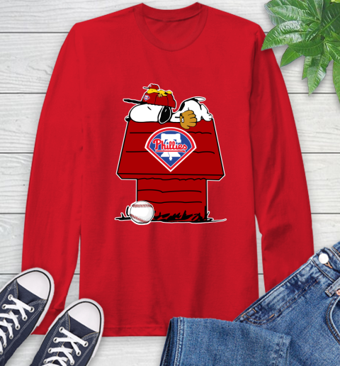 MLB Philadelphia Phillies Snoopy Woodstock The Peanuts Movie Baseball T Shirt_000 Long Sleeve T-Shirt 10