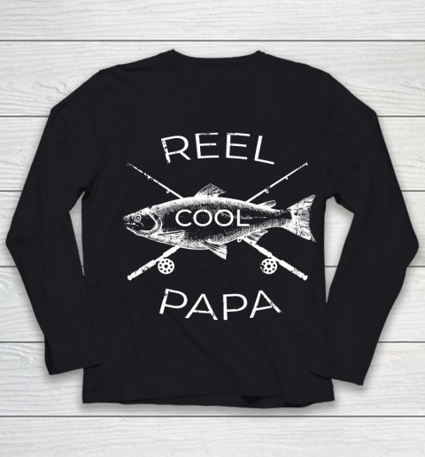 Father's Day Funny Gift Ideas Apparel  Reel Cool Papa Dad Father T Shirt Youth Long Sleeve