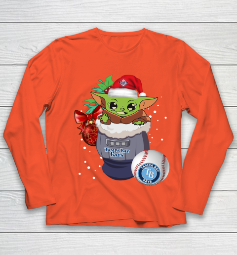 Tampa Bay Rays Christmas Baby Yoda Star Wars Funny Happy MLB Youth Long Sleeve 4