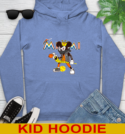 Miami Marlins MLB Baseball Mickey Peace Sign Sports Youth Hoodie 12
