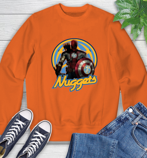 Denver Nuggets NBA Basketball Captain America Thor Spider Man Hawkeye Avengers Sweatshirt 4