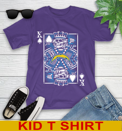 Los Angeles Chargers NFL Football The King Of Spades Death Cards Shirt Youth T-Shirt 3