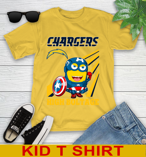 NFL Football Los Angeles Chargers Captain America Marvel Avengers Minion Shirt Youth T-Shirt 9