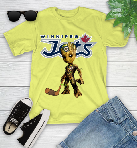 Winnipeg Jets NHL Hockey Groot Marvel Guardians Of The Galaxy Youth T-Shirt 8