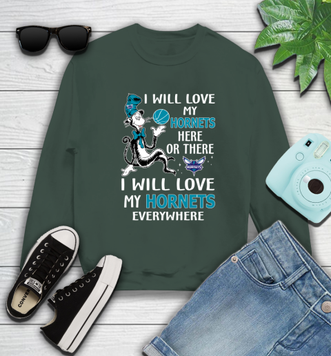 NBA Basketball Charlotte Hornets I Will Love My Hornets Everywhere Dr Seuss Shirt Sweatshirt 12