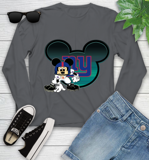 NFL New York Giants Mickey Mouse Disney Football T Shirt Youth Long Sleeve 8