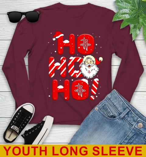 Houston Rockets NBA Basketball Ho Ho Ho Santa Claus Merry Christmas Shirt Youth Long Sleeve 6