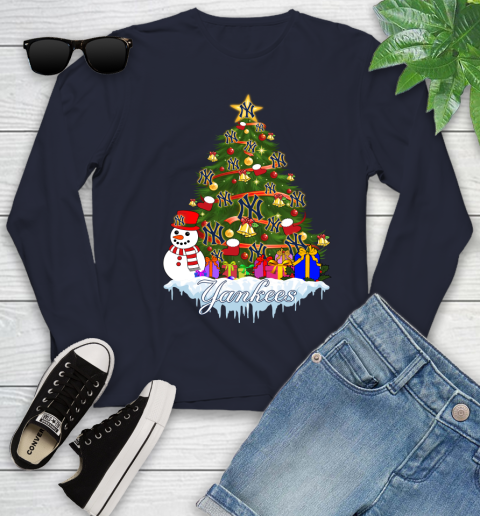 New York Yankees Merry Christmas MLB Baseball Sports Youth Long Sleeve 3