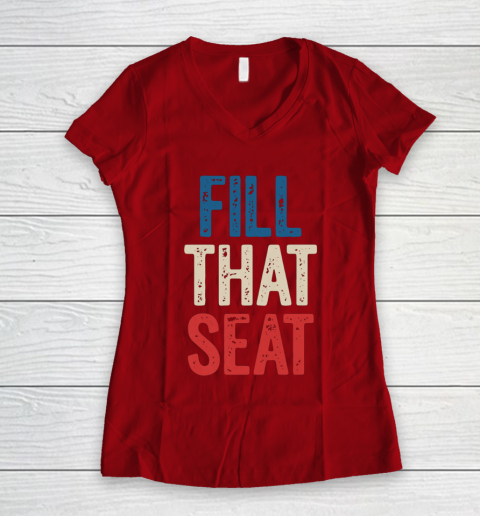 Fill That Seat Vintage North Carolina NC Fill The Seat Retro Women's V-Neck T-Shirt 8