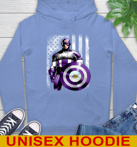 Los Angeles Lakers NBA Basketball Captain America Marvel Avengers American Flag Shirt Hoodie 11