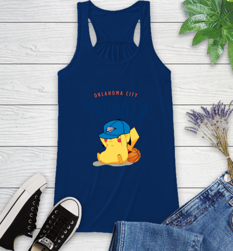 NBA Pikachu Basketball Sports Oklahoma City Thunder Racerback Tank 9