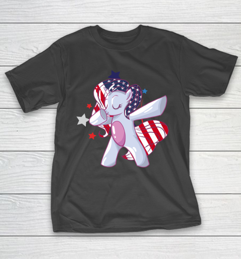 Independence Day Dabbing Unicorn 4th of July Girls American Flag T-Shirt