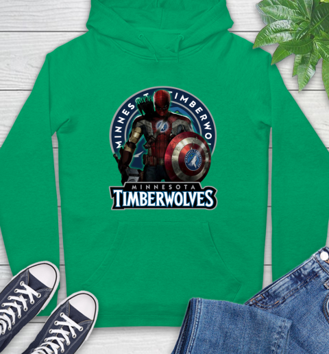 Minnesota Timberwolves NBA Basketball Captain America Thor Spider Man Hawkeye Avengers Hoodie 8