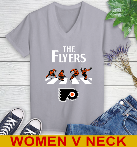 NHL Hockey Philadelphia Flyers The Beatles Rock Band Shirt Women's V-Neck T-Shirt 4