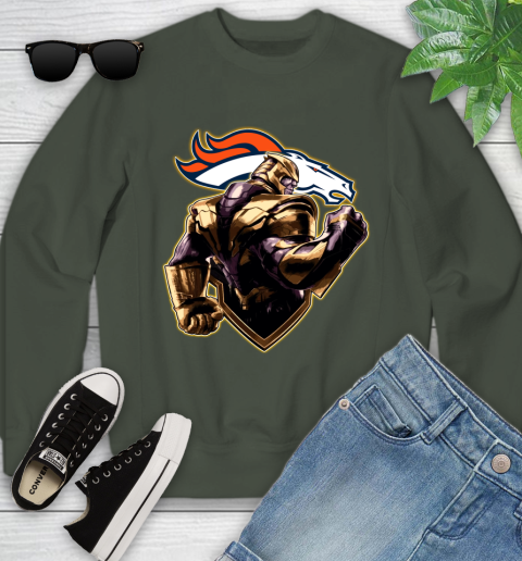 NFL Thanos Avengers Endgame Football Sports Denver Broncos Youth Sweatshirt 10