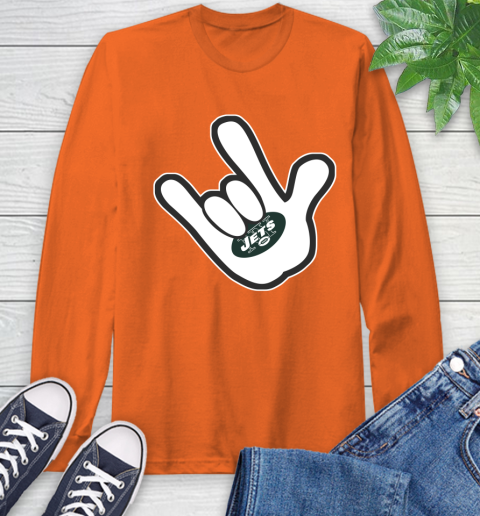 New York Jets NFL Football Mickey Rock Hand Disney Long Sleeve T-Shirt 5