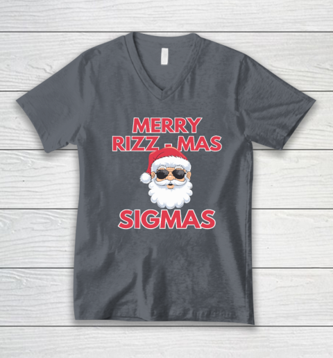 Merry Rizz Mas Sigmas Gen Alpha Middle School Christmas V-Neck T-Shirt 3