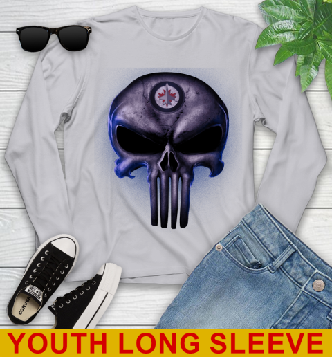Winnipeg Jets NHL Hockey Punisher Skull Sports Youth Long Sleeve 5