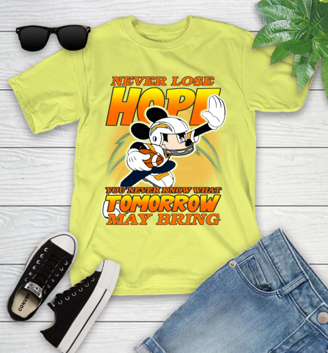 Los Angeles Chargers NFL Football Mickey Disney Never Lose Hope Youth T-Shirt 10