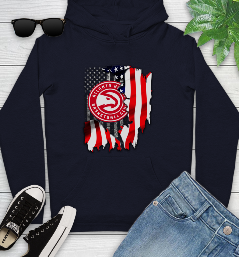Atlanta Hawks NBA Basketball American Flag Youth Hoodie 3