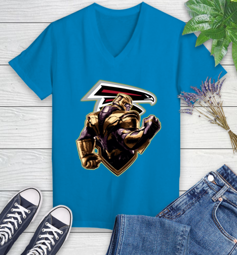NFL Thanos Avengers Endgame Football Sports Atlanta Falcons Women's V-Neck T-Shirt 7