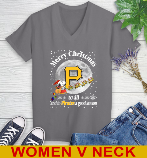 Pittsburgh Pirates Merry Christmas To All And To Pirates A Good Season MLB Baseball Sports Women's V-Neck T-Shirt 11