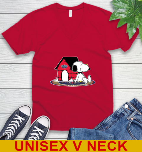 NBA Basketball New Orleans Pelicans Snoopy The Peanuts Movie Shirt V-Neck T-Shirt 7