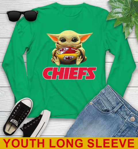 NFL Football Kansas City Chiefs Baby Yoda Star Wars Shirt Youth Long Sleeve 7