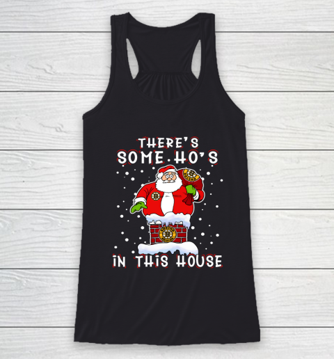 Boston Bruins Christmas There Is Some Hos In This House Santa Stuck In The Chimney NHL Racerback Tank