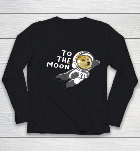 Dogecoin to the Moon Shirt Hodl Doge Coin Crypto Currency Youth Long Sleeve