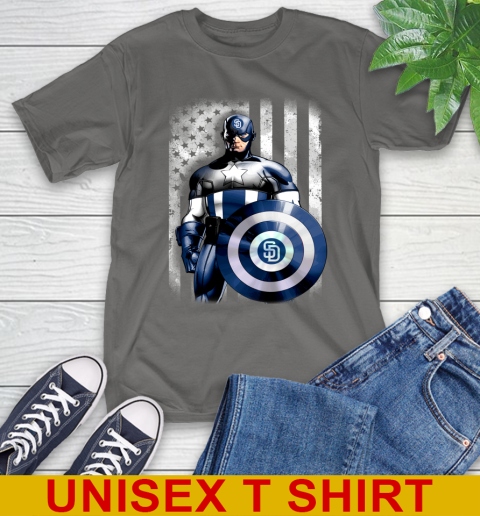 San Diego Padres MLB Baseball Captain America Marvel Avengers American Flag Shirt T-Shirt 10