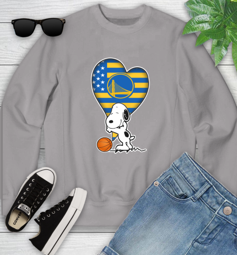 Golden State Warriors NBA Basketball The Peanuts Movie Adorable Snoopy Youth Sweatshirt 4