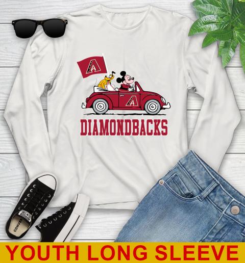 MLB Baseball Arizona Diamondbacks Pluto Mickey Driving Disney Shirt Youth Long Sleeve 12