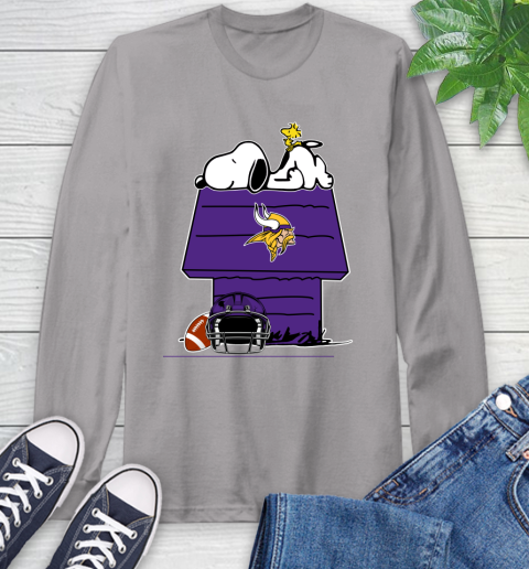 Minnesota Vikings NFL Football Snoopy Woodstock The Peanuts Movie Long Sleeve T-Shirt 6